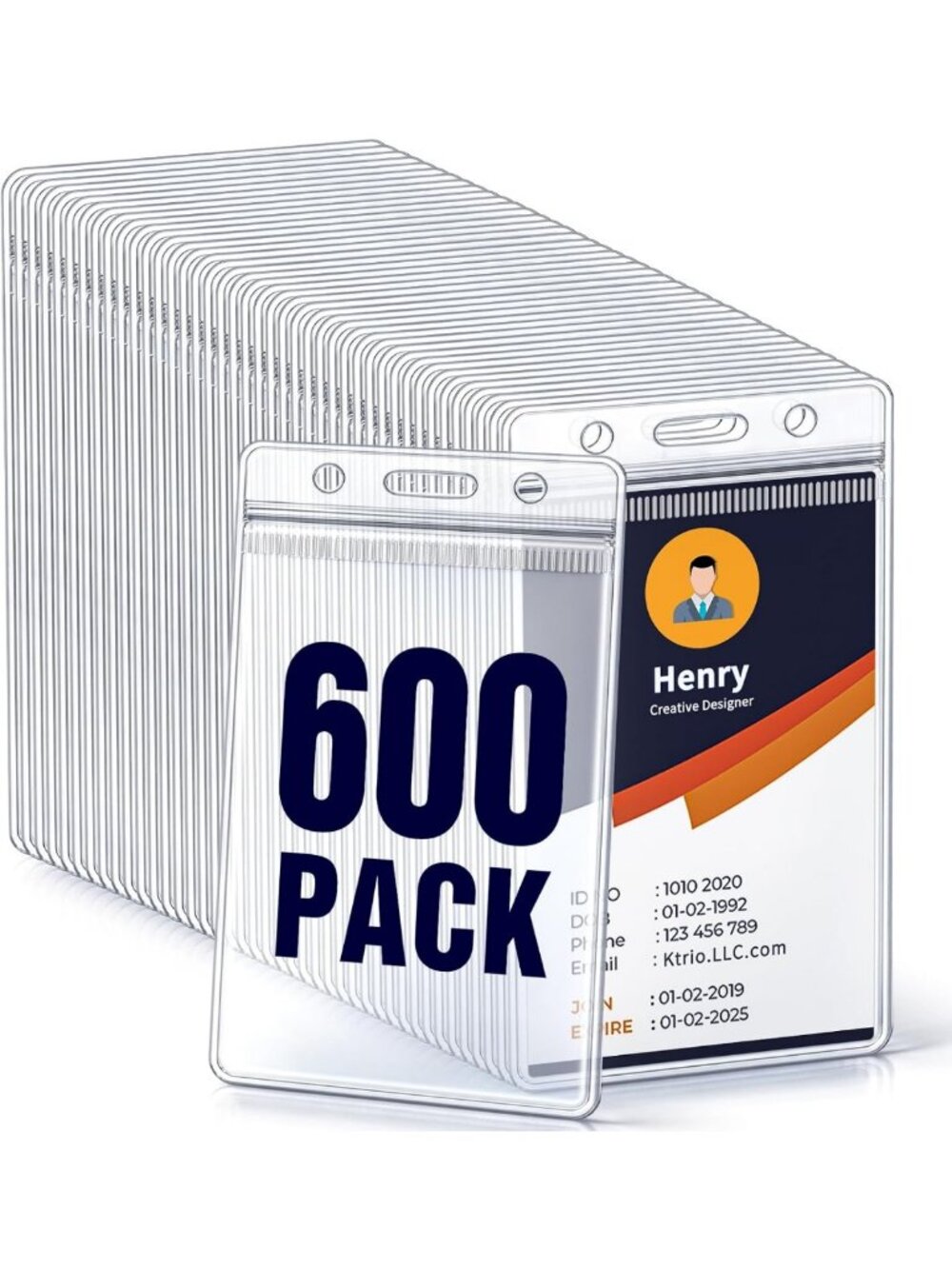 600 Pack Waterproof Vertical ID Badge Holders - 2.5" x 3.8" Durable & Clear